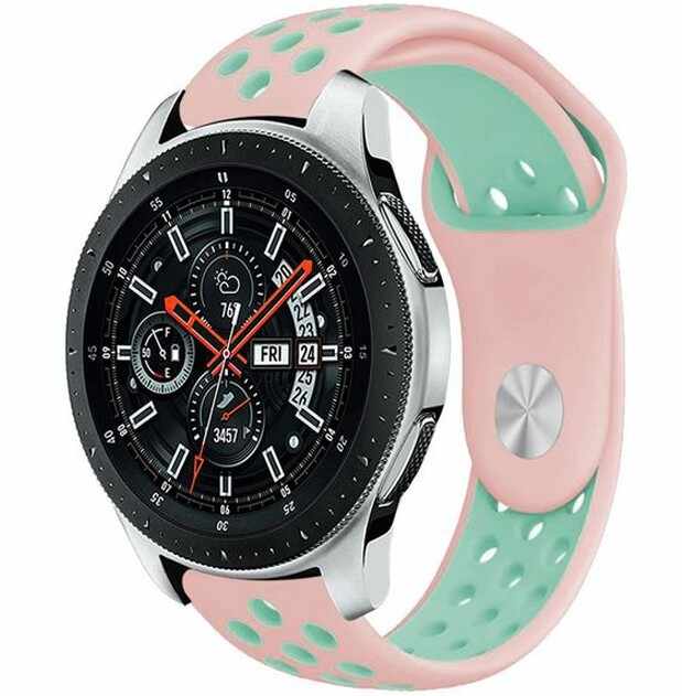 Curea ceas Smartwatch Samsung Gear S3, iUni 22 mm Silicon Sport Pink-Blue 