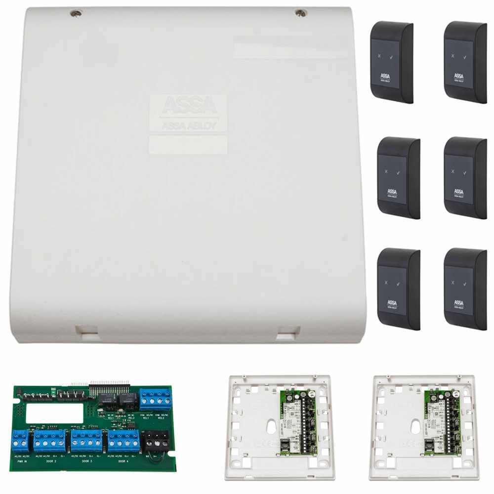 Sistem de control acces pentru 3 usi bidirectionale Assa Abloy RX WEB 9101IV-3B, 100000 carduri, 13.56 MHz