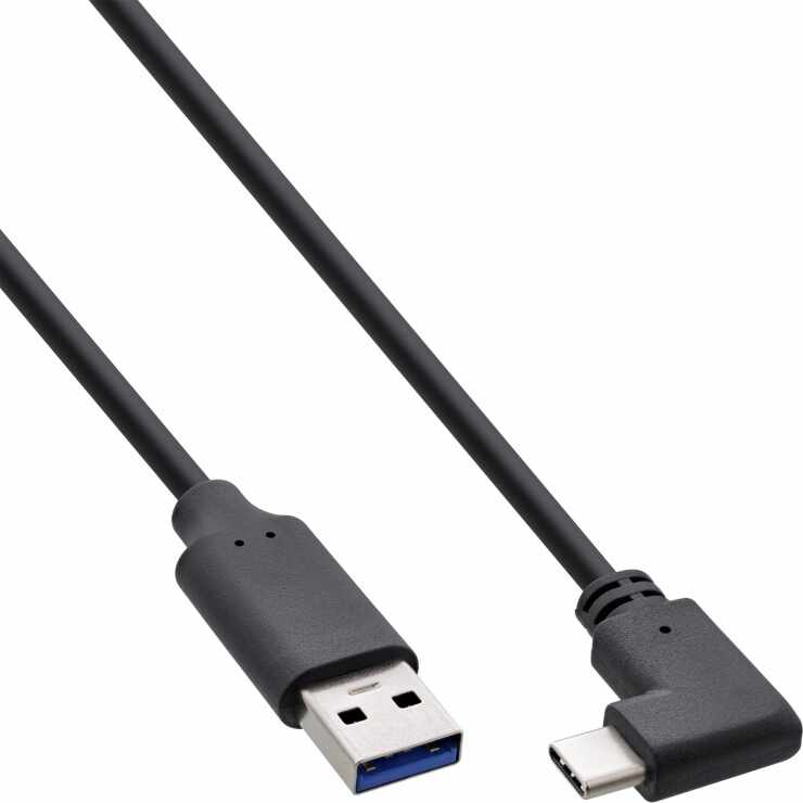 Cablu USB 3.2 Gen2-A la USB type C drept/unghi 90 grade T-T 1.5m, InLine IL35714W