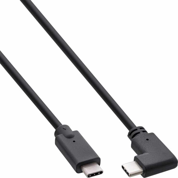 Cablu USB 3.2 Gen2 type C drept/unghi 90 grade T-T 1m, InLine IL35701W