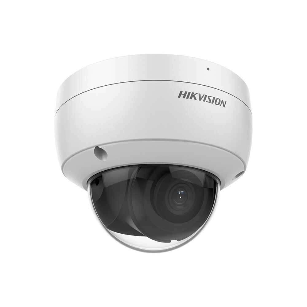 Camera supraveghere de interior IP Dome Hikvision AcuSense DS-2CD2123G2-IU(4MM)(D), 2MP, IR 30 m, 4 mm, slot card, microfon, PoE