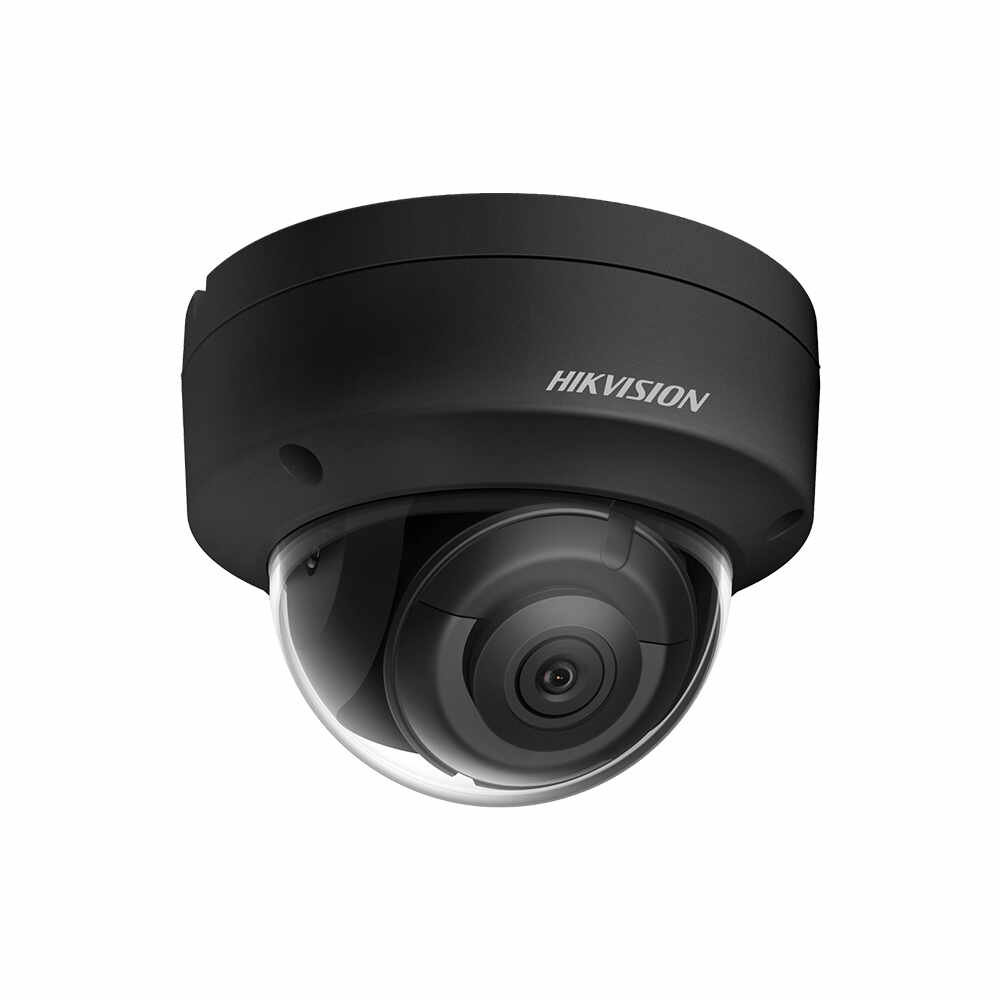 Camera supraveghere de interior IP Dome Hikvision AcuSense DS-2CD2143G2-IS(4MM)(BLACK), 4MP, IR 30 m, 4 mm, slot card, intrare/iesire alarma, PoE