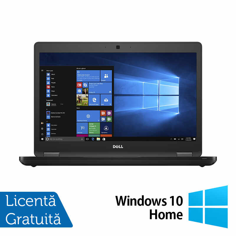 Laptop Refurbished DELL Latitude 5480, Intel Core i5-6440HQ 2.60GHz, 8GB DDR4, 500GB HDD, 14 Inch HD, Fara Webcam + Windows 10 Home