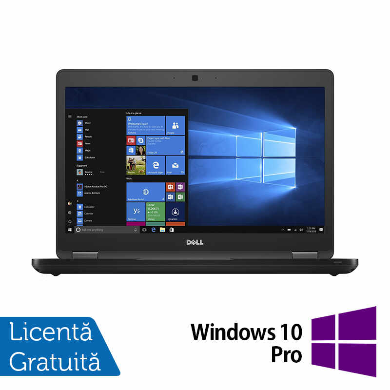 Laptop Refurbished DELL Latitude 5480, Intel Core i5-6440HQ 2.60GHz, 8GB DDR4, 500GB HDD, 14 Inch HD, Fara Webcam + Windows 10 Pro