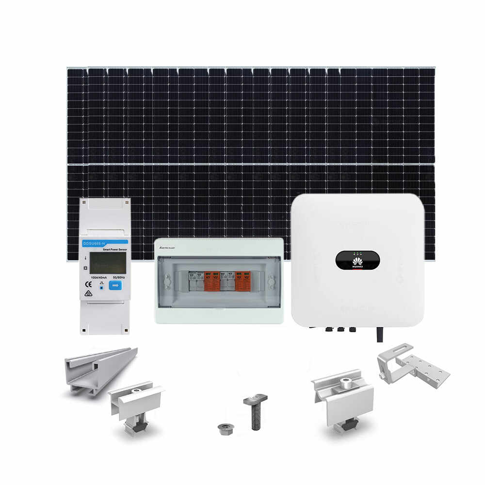 Sistem fotovoltaic 5 kW, invertor Monofazat Hibrid si 12 panouri Canadian Solar, 144 celule, 455 W, montare pe acoperis din tigla