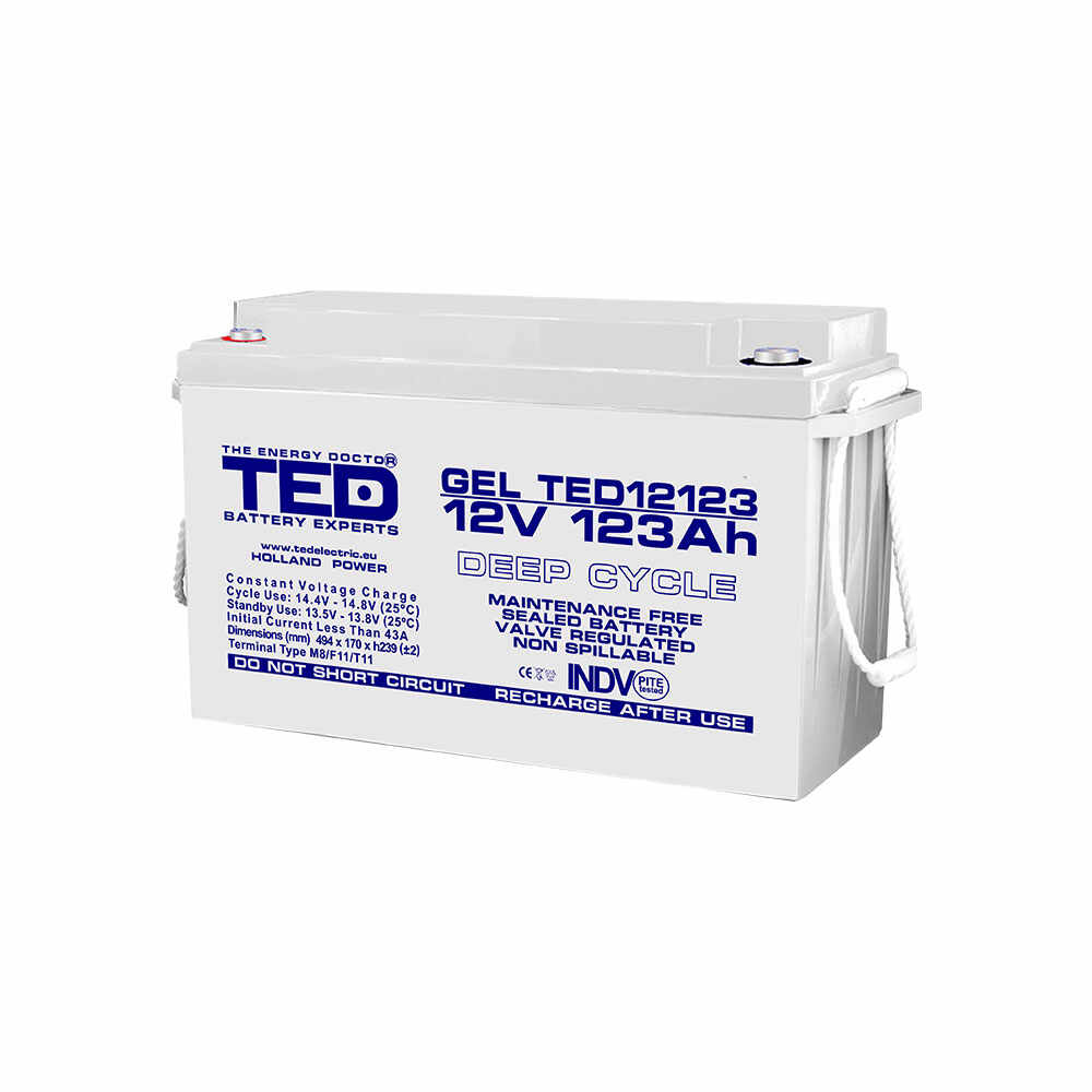 Acumulator TED GEL AC.TD.12V.BK1.123.0001, 123 Ah, 12 V, M8