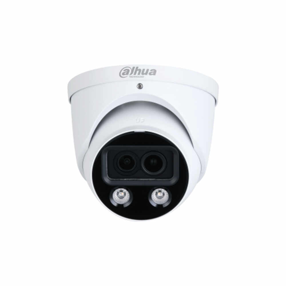 Camera supraveghere termica bispectrala IP Dome cu iluminare duala Dahua WizMind Full Color IPC-HDW5449H-ASE-D2-0280B, 4 MP, 2.8 mm, IR/lumina alba 50 m, microfon, slot card, PoE