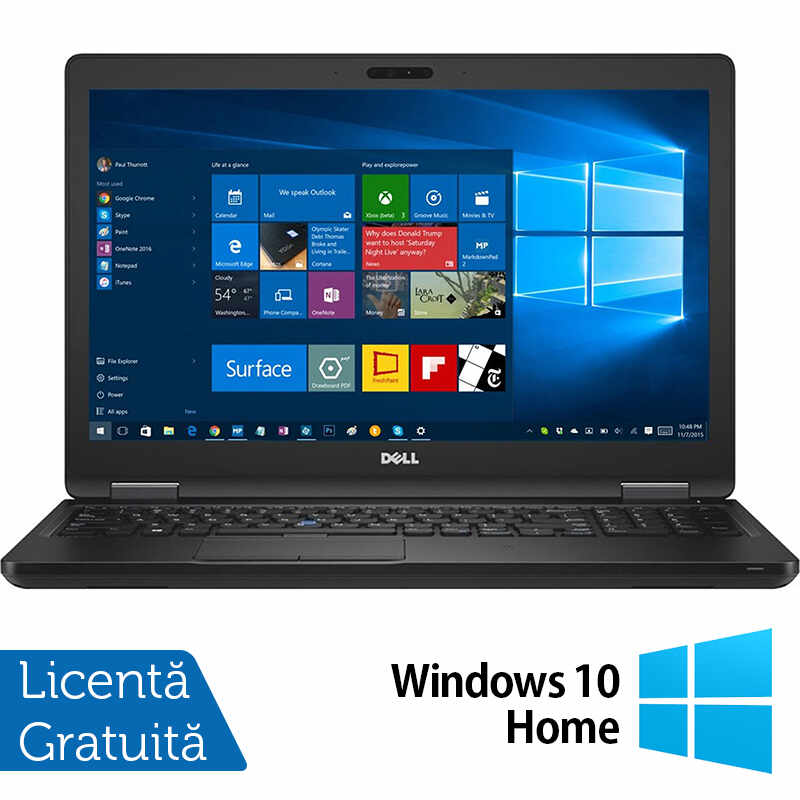 Laptop Refurbished Dell Latitude 5590, Intel Core i5-7300U 2.60GHz, 16GB DDR4, 480GB SSD, 15.6 Inch, Webcam, Tastatura Numerica + Windows 10 Home