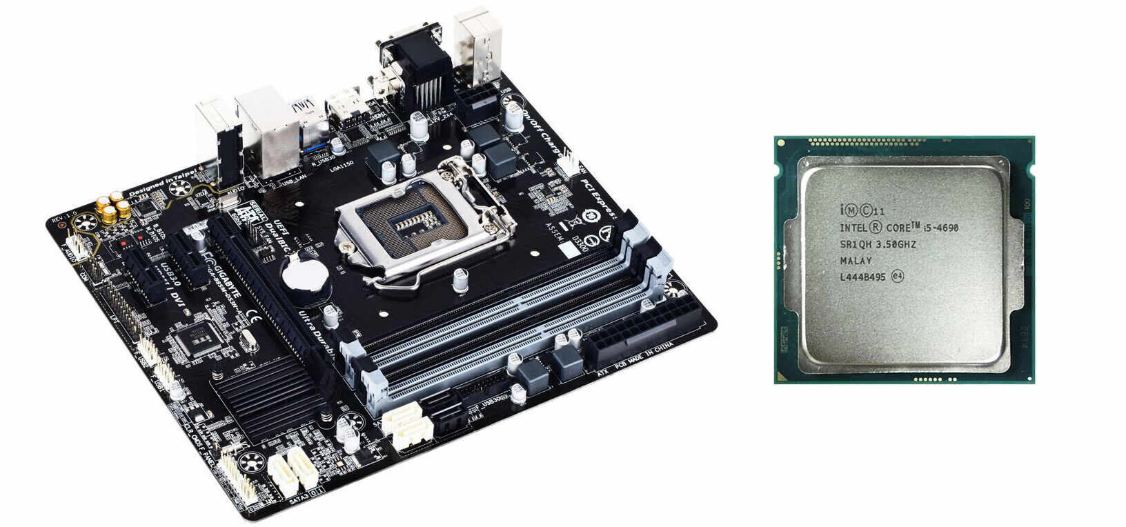 Placa de baza Gigabyte GA-B85M-DS3H-A, Socket 1150, mATX, Shield, Cooler + Procesor Intel Core i5-4690 3.50GHz, 6 MB Cache