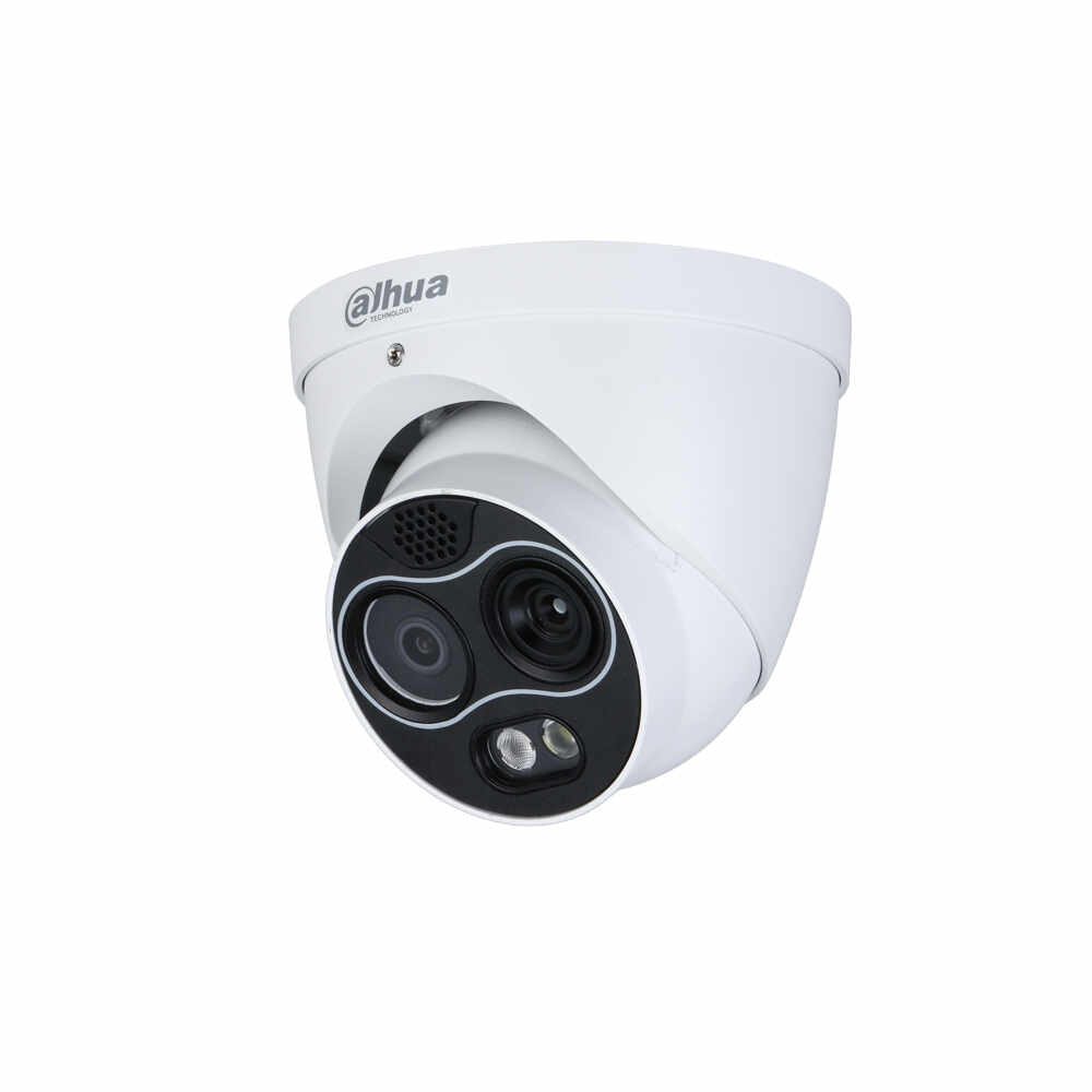 Camera supraveghere termica bispectrala IP Dahua TPC-DF1241-B7F8-DW-S2, 4 MP, 2mm, IR 30 m, functii smart de detectie, slot card, PoE