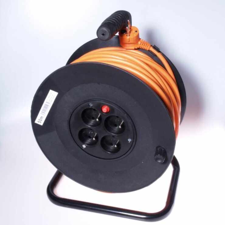 Cablu prelungitor cu tambur 4 prize Schuko 230V 50m Orange, ppb-01-50