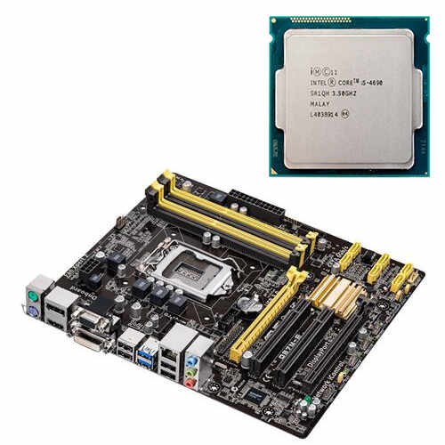 Placa de Baza Asus Q87M-E, Socket 1150 + Procesor Intel Core i5-4690 3.50GHz + Cooler si Shield