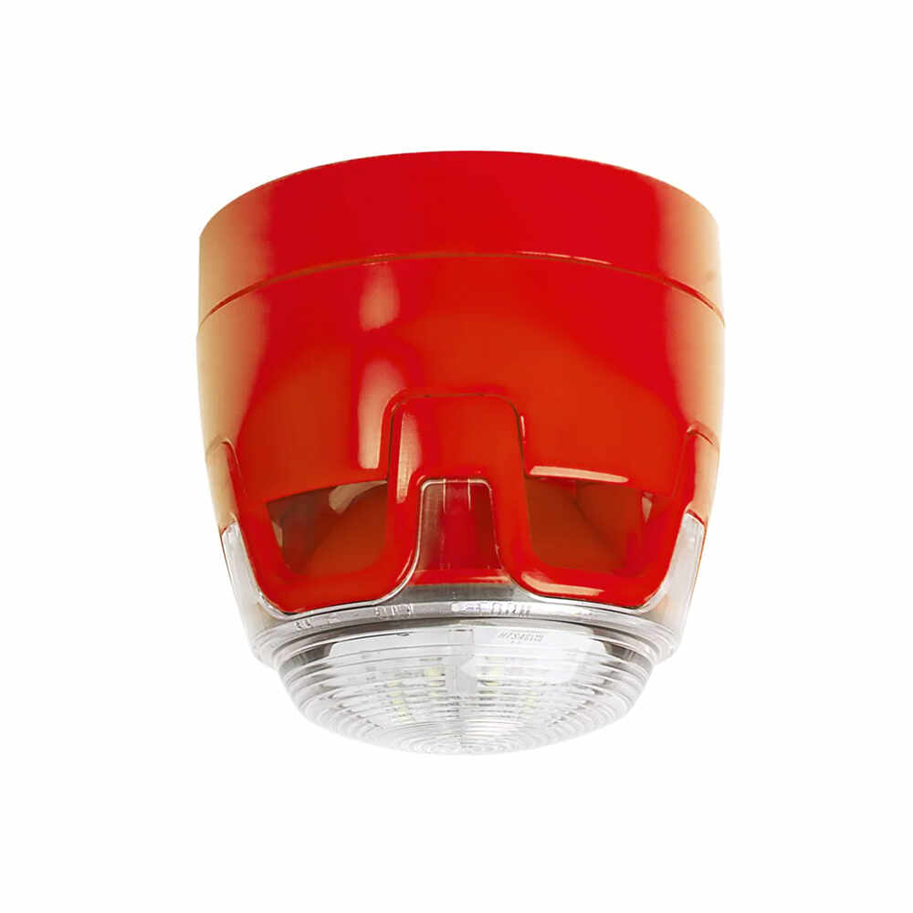 Sirena conventionala acustica cu lampa de incendiu Esser CWSO-RR-S3, 102.5 dB, 32 tonuri, rosu/rosu