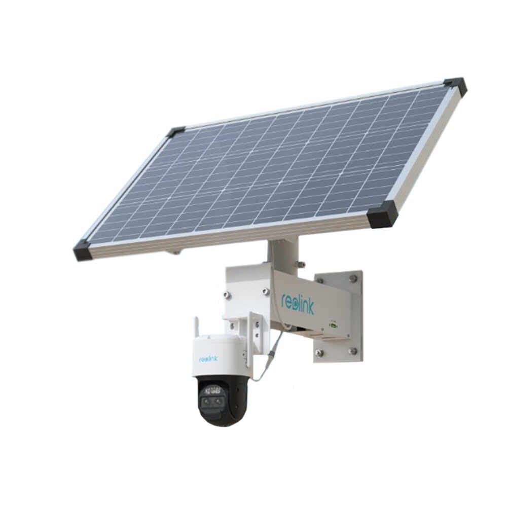 Camera supraveghere wireless 4G PTZ Reolink TrackMix LTE Plus + Panou solar, 4 MP, 2.8 + 8 mm, lumina alba / IR 15 m, dual band, microfon, difuzor, slot card