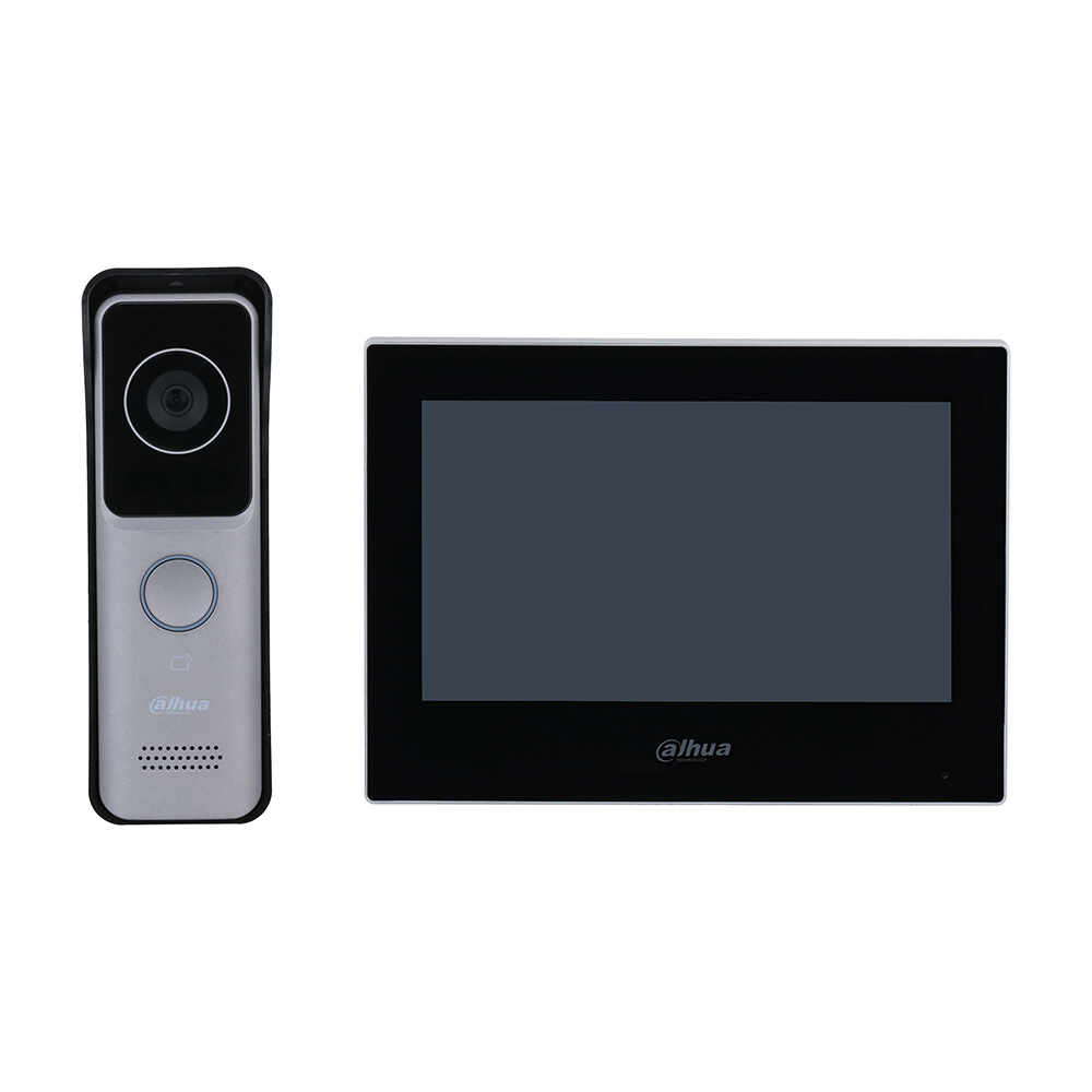 Kit videointerfon WiFi Dahua KTW02, 2 MP, 1 familie, auto IR, 7 inch, aparent