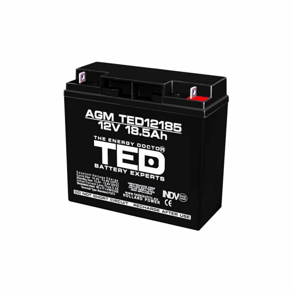 Acumulator TED AGM VRLA ACC12V/18.5AH, 18.5 Ah, 12 V, T3
