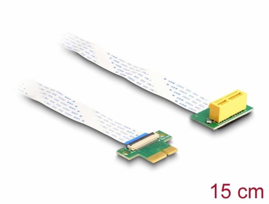 Riser Card PCI Express x1 la x1 90 grade FPC 15cm, Delock 88021