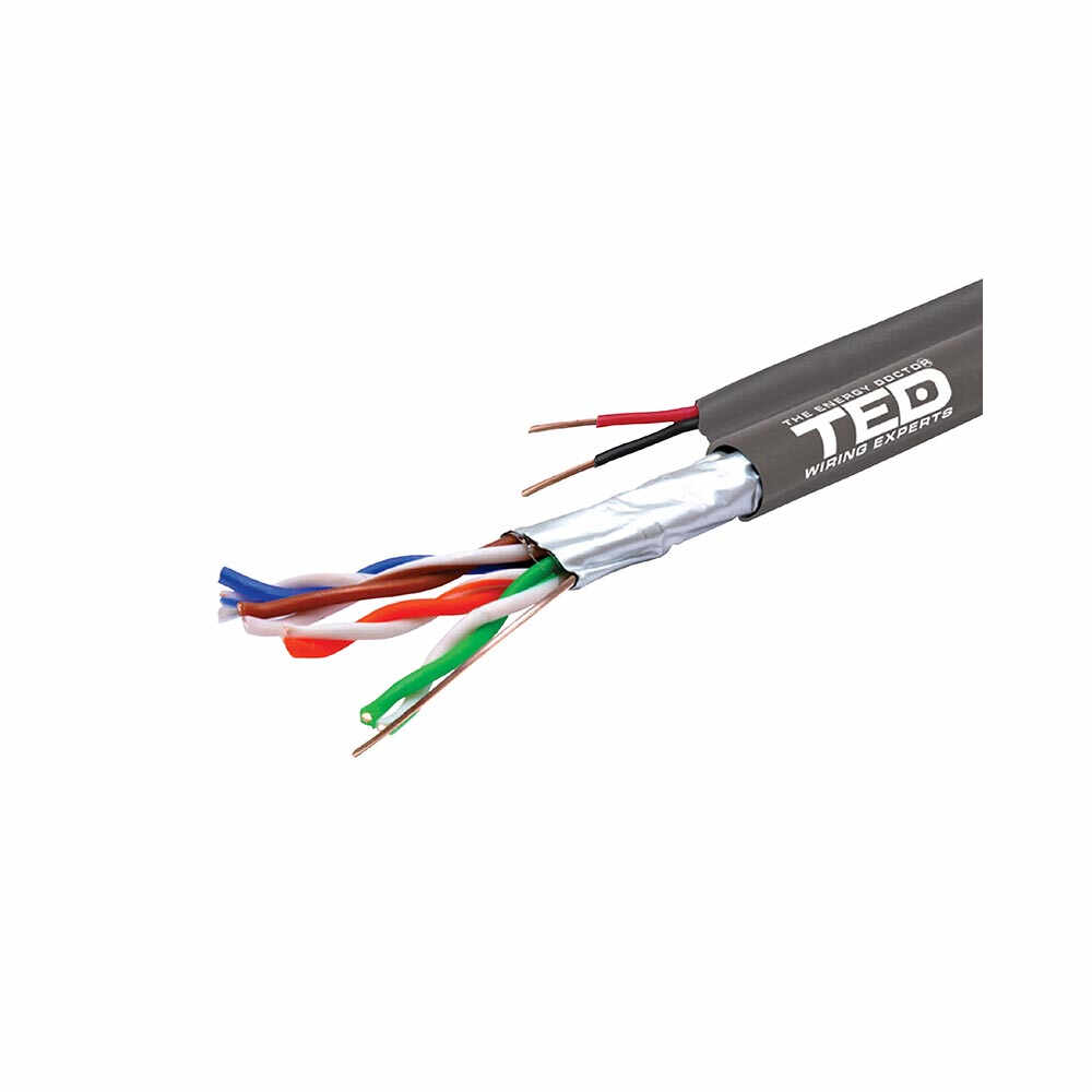 Cablu FTP Cat.5e cupru TED002389, 4 x 2 x 0.5 mm 24 AWG, izolat, 305 m