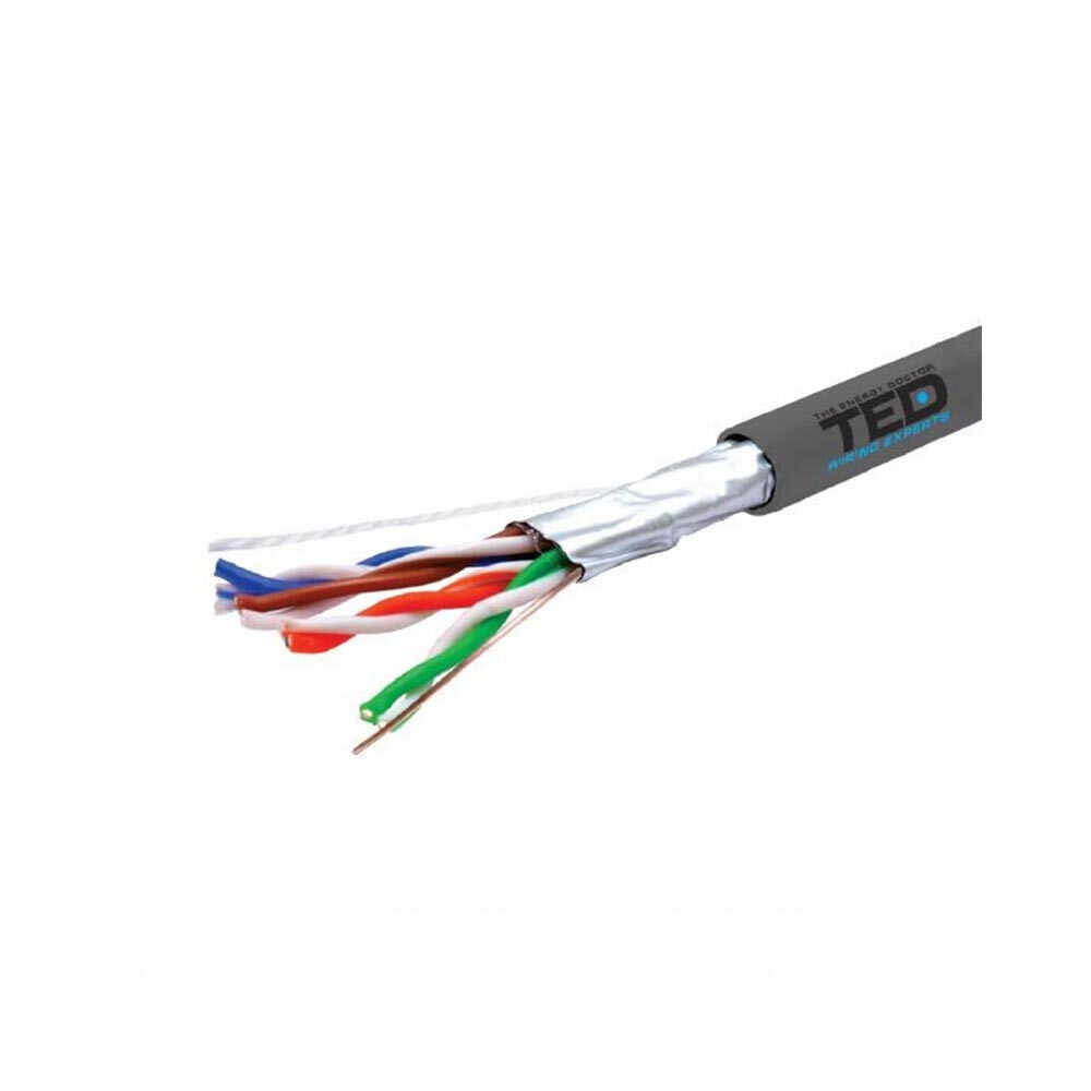 Cablu FTP Cat.5e cupru TED002396, 4 x 2 x 0.52 mm cupru 24 AWG, FLUKE Pass, izolat, 305 m