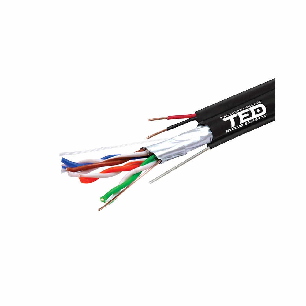Cablu FTP Cat.5e cupru TED002600, 4 x 2 x 0.45 mm CCA 26 AWG, izolat, 305 m