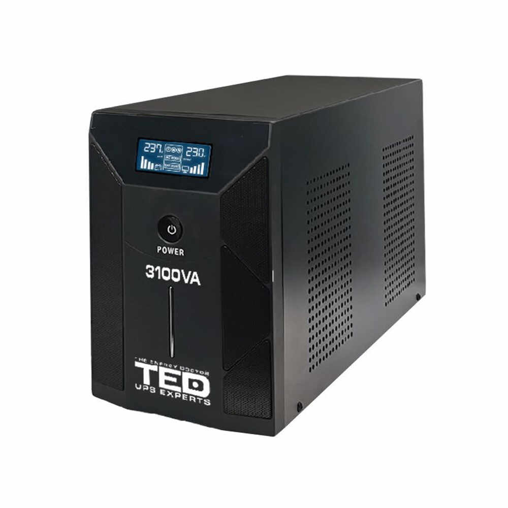 UPS cu 3 prize TED TED001627, 3100 VA / 1800 W, LCD, management prin USB / RS-232