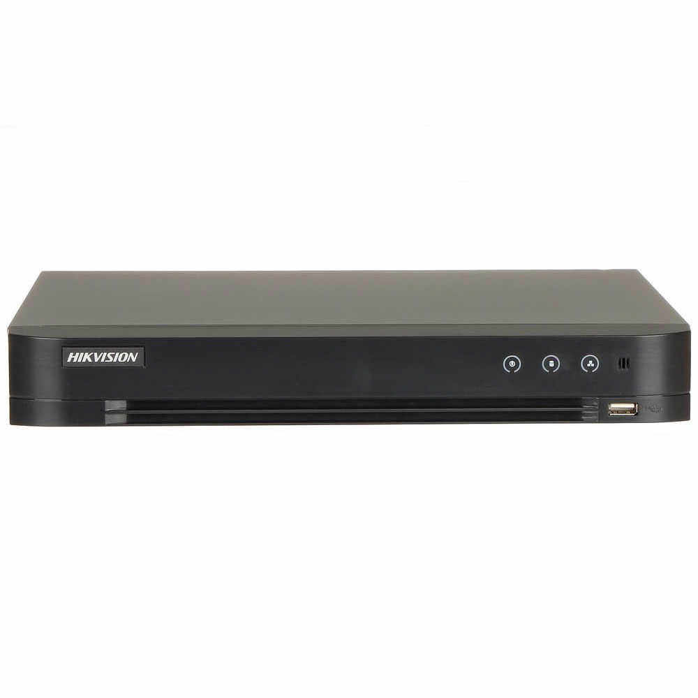 DVR Turbo Acusense Hikvision iDS-7208HUHI-M1/E, 8 canale, 8 MP, audio prin coaxial, analiza video