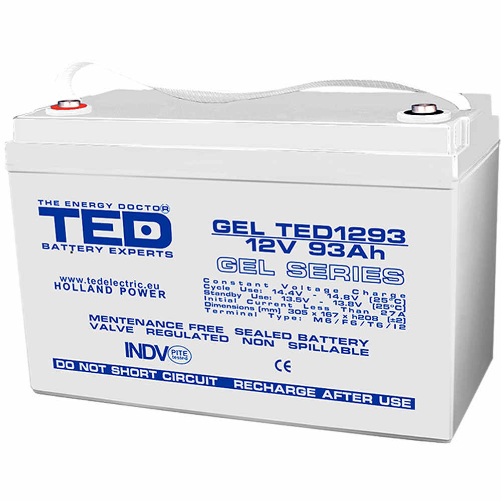 Acumulator AGM GEL TED TED003485, 12 V, 93 A