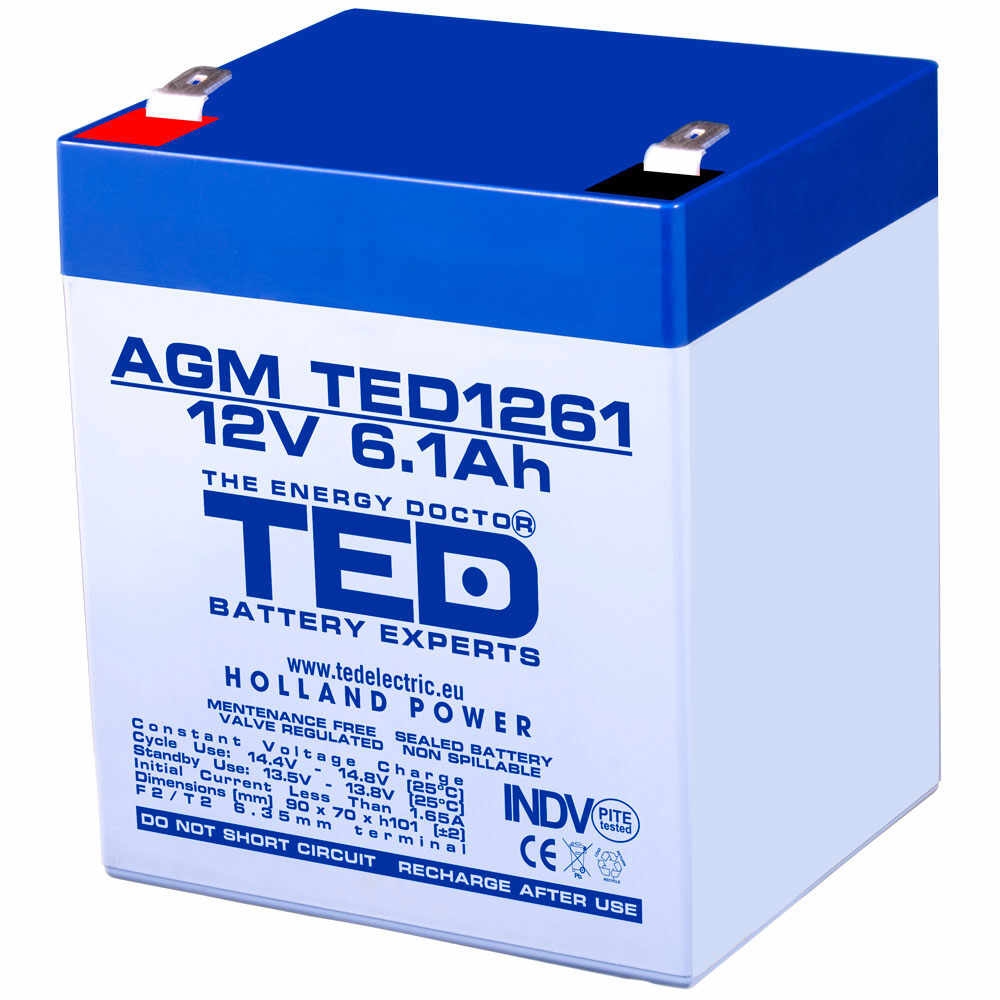 Acumulator AGM VRLA TED TED003171, 12 V, 6.1 A