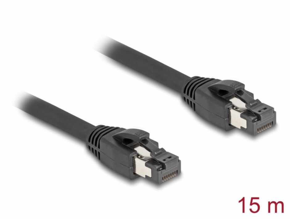 Cablu de retea RJ45 Cat. 8.1 S/FTP LSOH 15m Negru, Delock 80238