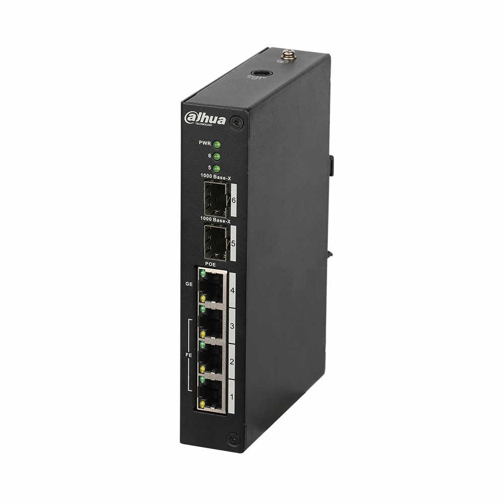 Switch cu 6 porturi Dahua PFS4206-4P-96, 6.8 Gbps, 8000 MAC, PoE, cu management