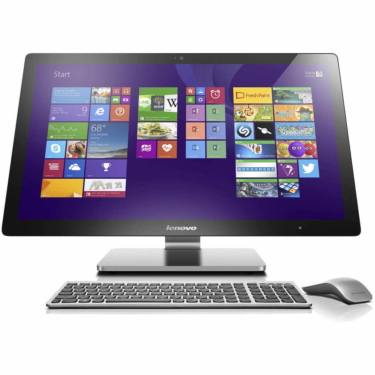 Sistem Desktop PC All-In-One Lenovo A740, Intel Core i5, Memorie 8GB, SSHD 1TB + 8GB, nVidia GeForce, Windows 8