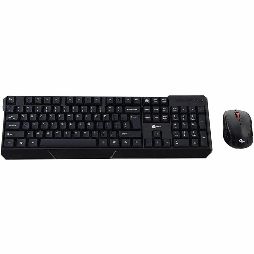 Kit tastatura + mouse A+ 4K, Wireless, Negru