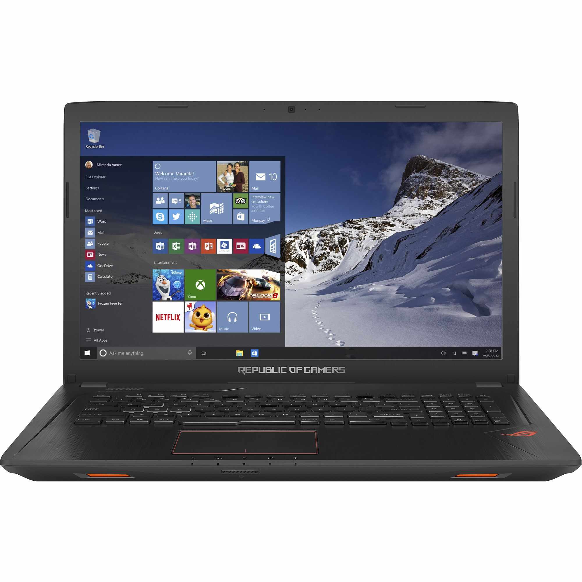 Laptop Gaming ASUS ROG GL753VD, Intel Core i7-7700HQ, 8GB DDR4, HDD 1TB, nVidia GeForce GTX 1050, Windows 10