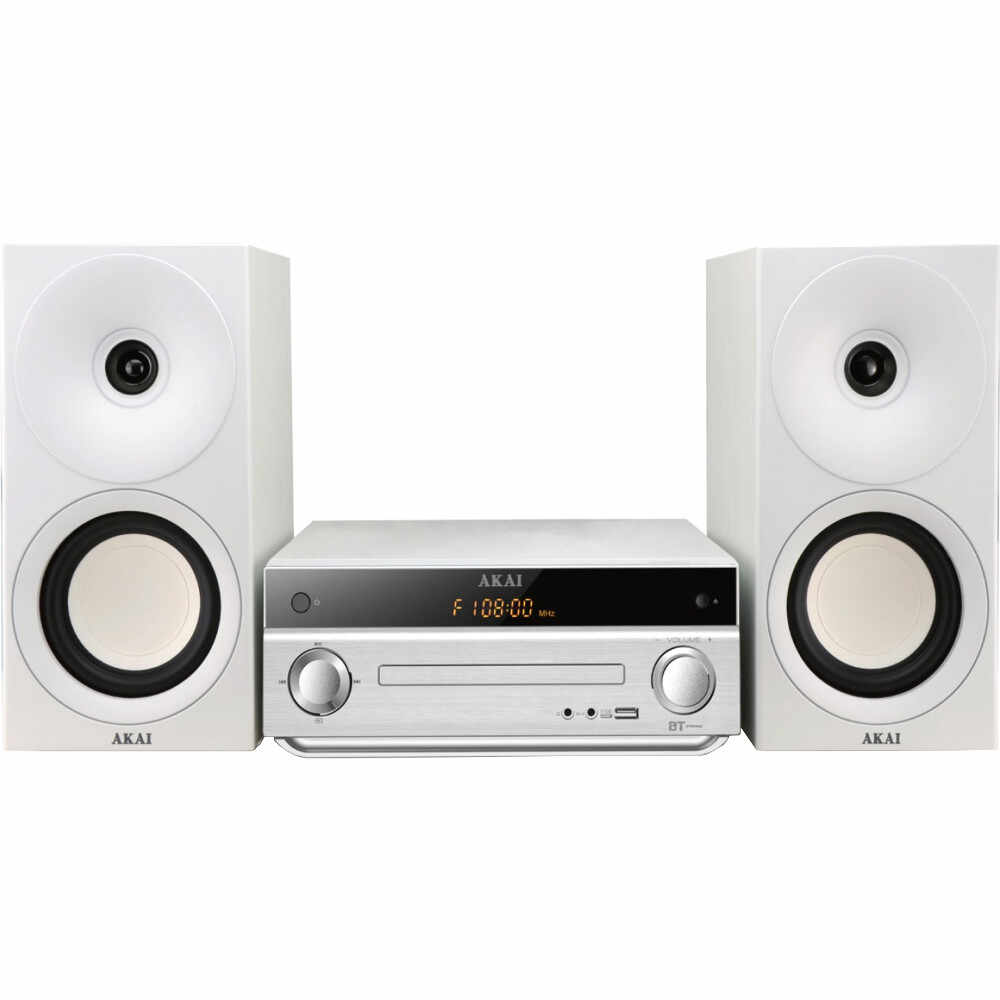 Microsistem audio Akai AM-301W, Bluetooth, USB, AUX, Alb