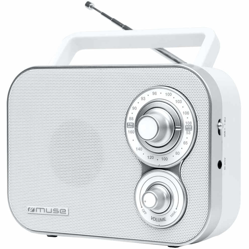 Radio portabil Muse M-051 RW, FM/MW, Boxa frontala, AUX-in, Alb