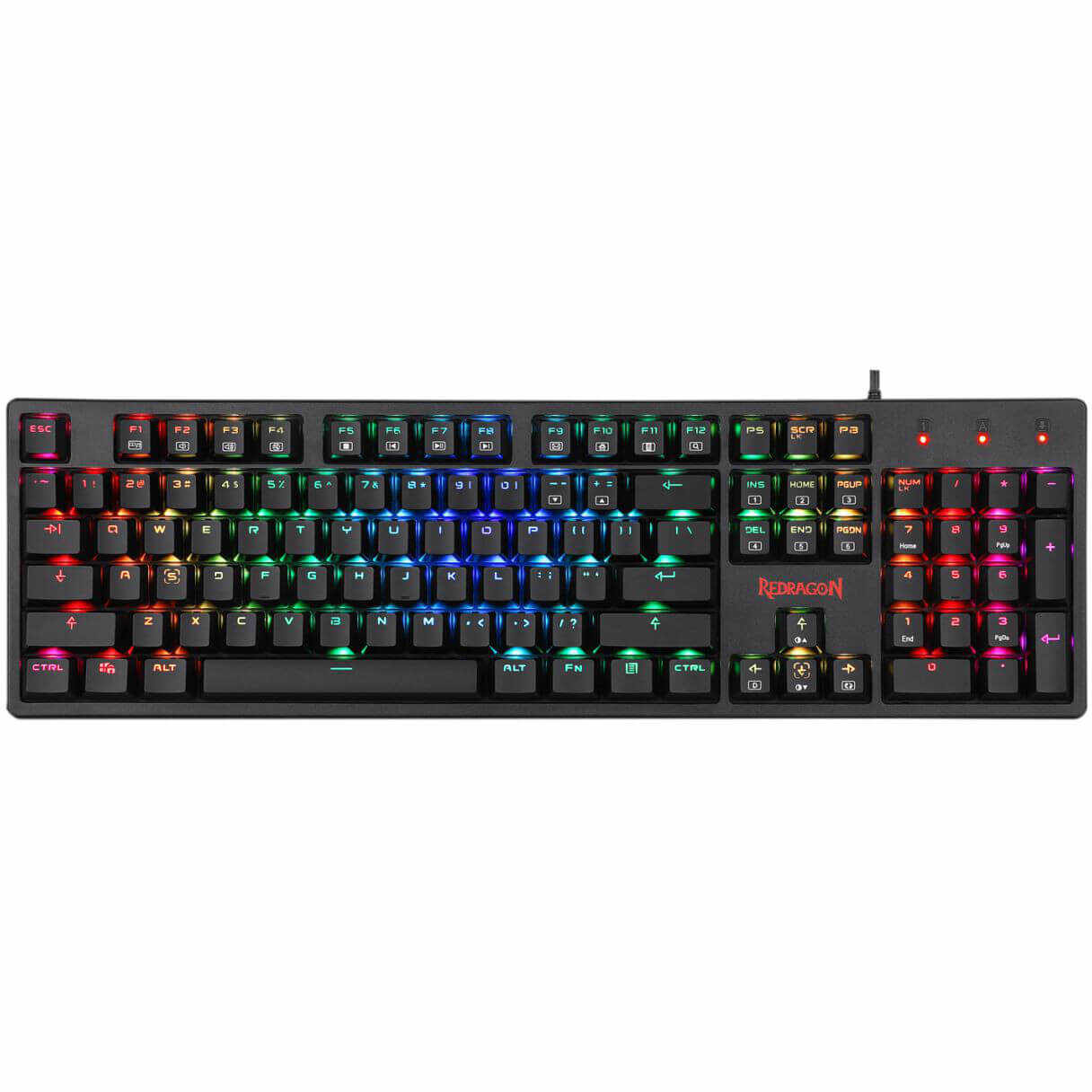 Tastatura gaming mecanica Redragon Kama, Iluminare RGB, Switch-uri maro