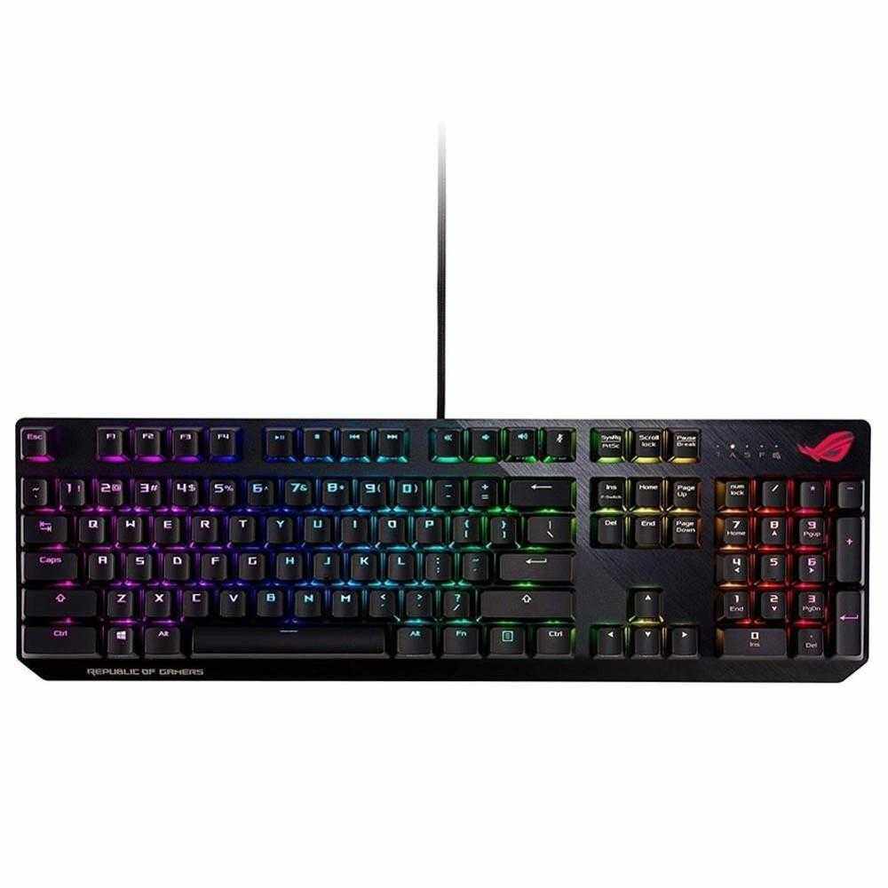 Tastatura gaming mecanica Asus ROG Strix Scope Deluxe, Switch-uri Cherry MX Red, Iluminare RGB, Negru