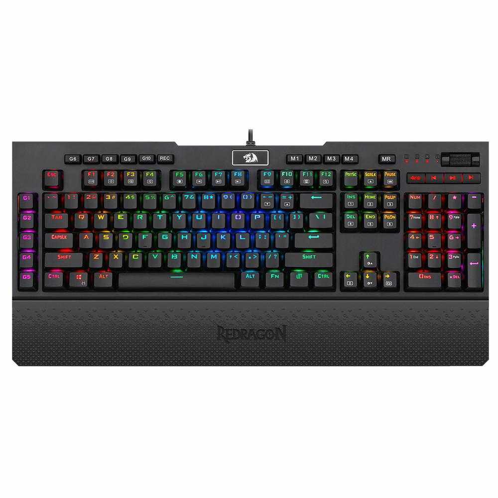 Tastatura gaming mecanica Redragon Brahma Pro, Switch-uri optice albastre, RGB, Negru
