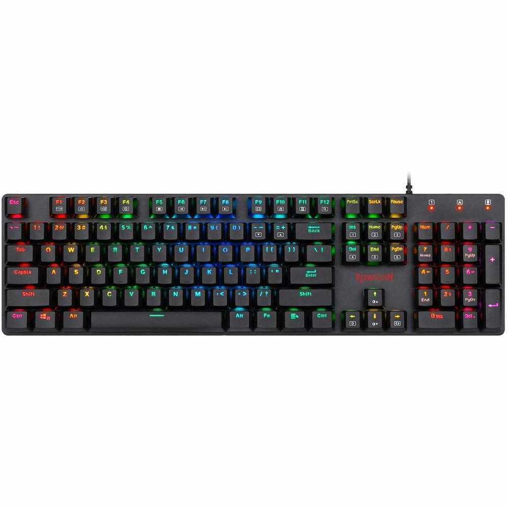 Tastatura gaming mecanica Redragon Shrapnel, Switch-uri rosii, Iluminare RGB, Negru