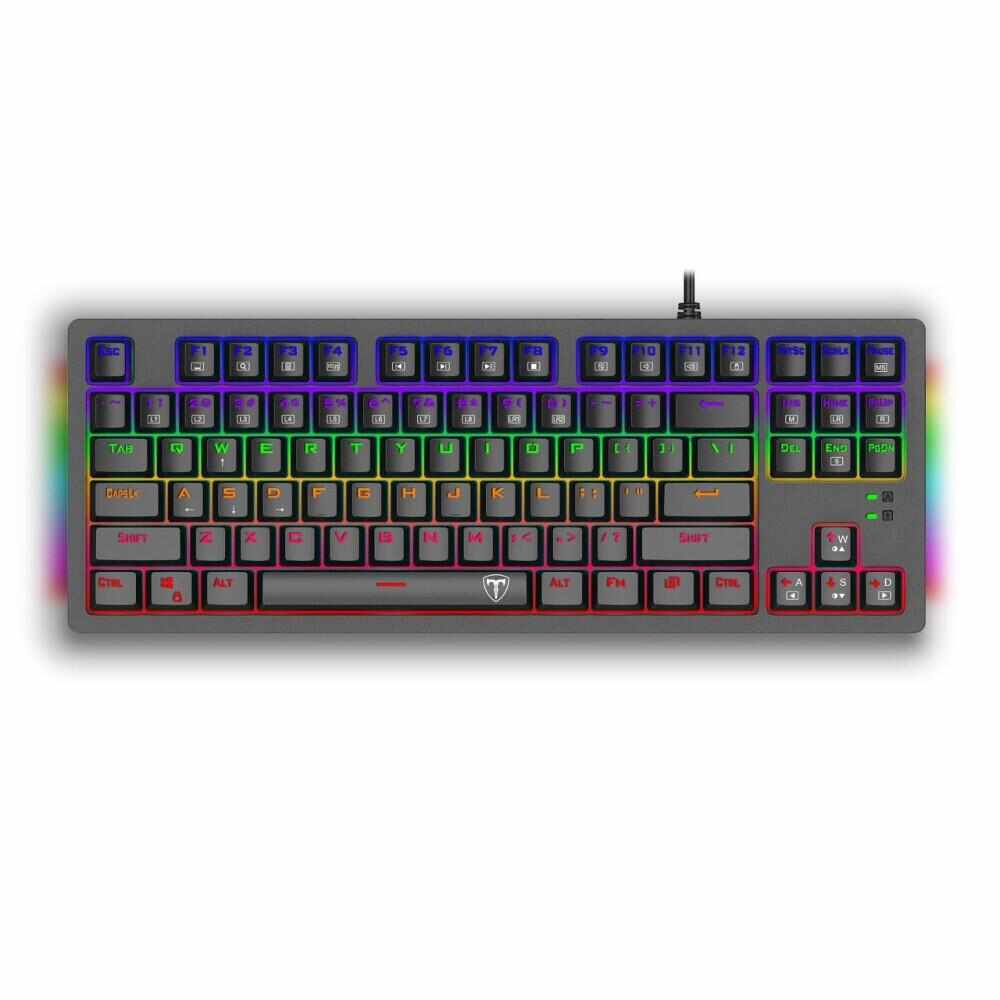 Tastatura gaming mecanica T-Dagger Bali, Switch-uri albastre, Iluminare Rainbow, Negru