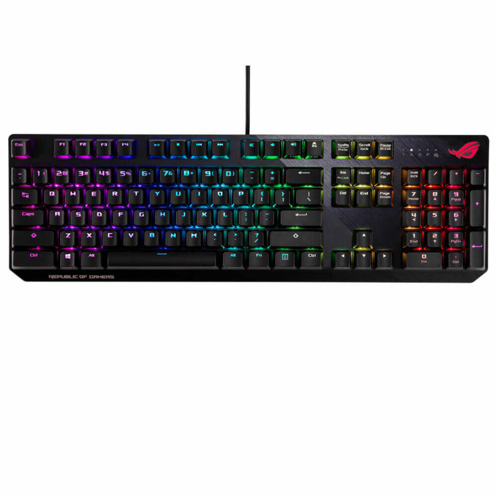 Tastatura mecanica gaming Asus ROG Strix Scope, Switch-uri Cherry MX Red, RGB, Negru