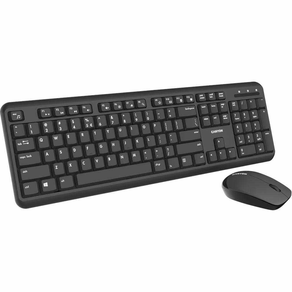 Kit tastatura + mouse wireless Canyon CNS-HSETW02, Negru