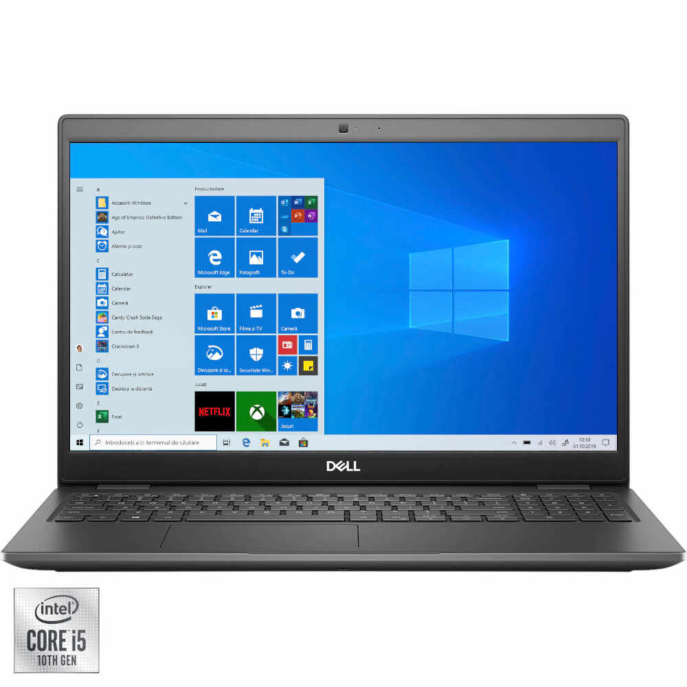 Laptop Dell Latitude 3510, Intel® Core™ i5-10210U, 8GB DDR4, SSD 256GB, Intel® UHD Graphics, Windows 10 Pro