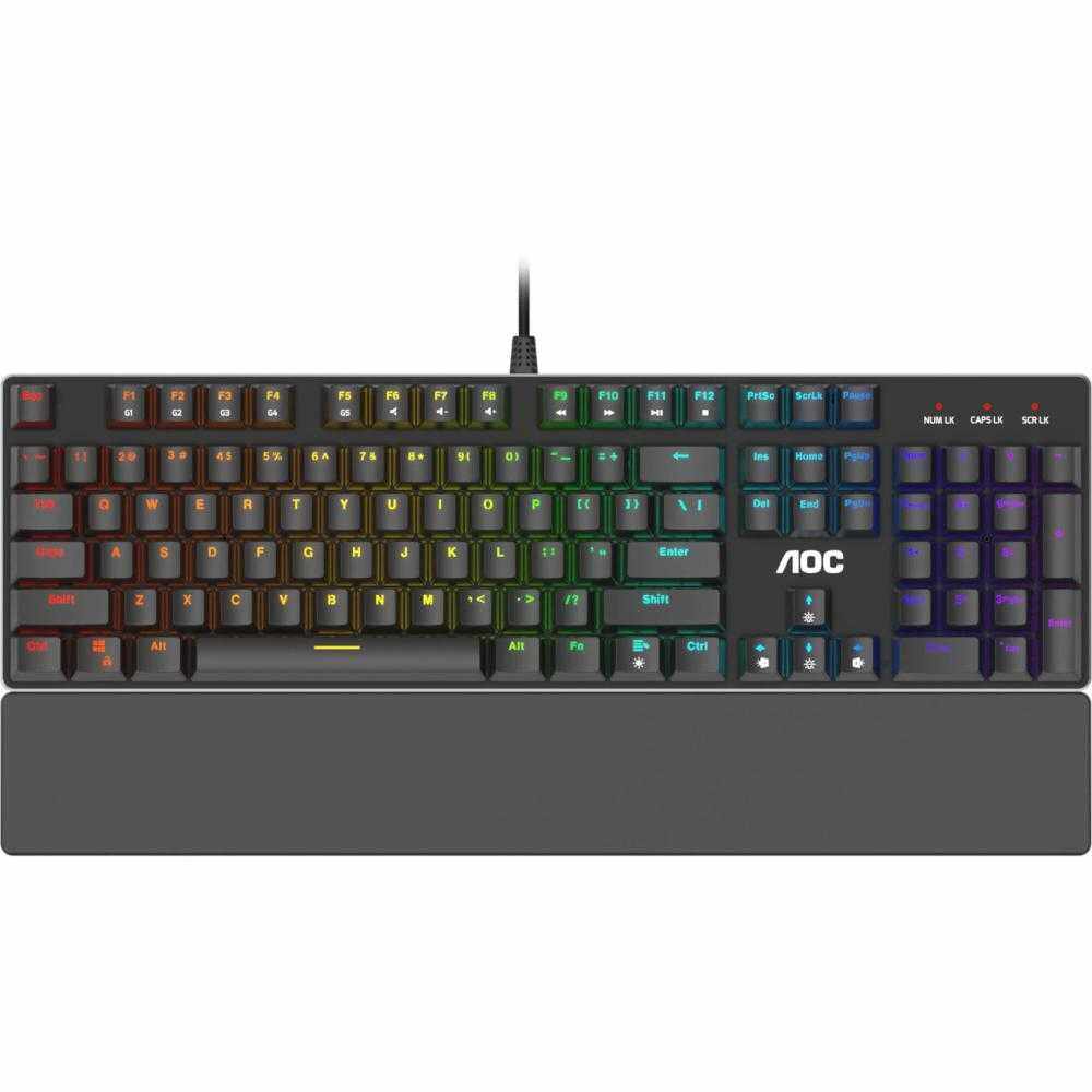 Tastatura gaming mecanica Aoc GK500, iluminare RGB, Negru