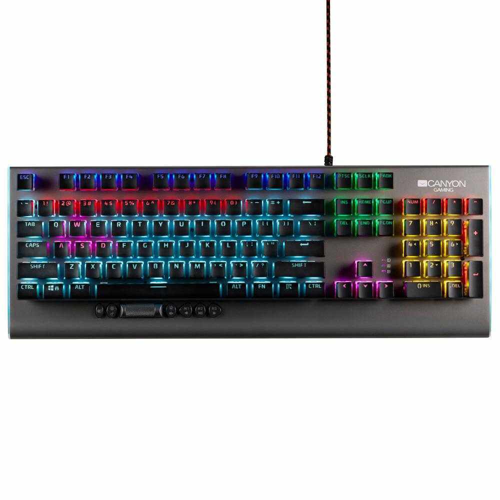 Tastatura gaming mecanica Canyon Interceptor, iluminare RGB, Negru