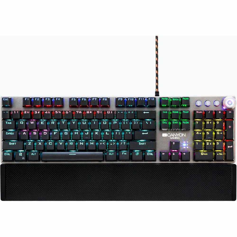 Tastatura gaming mecanica Canyon Nightfall, iluminare RGB, Negru