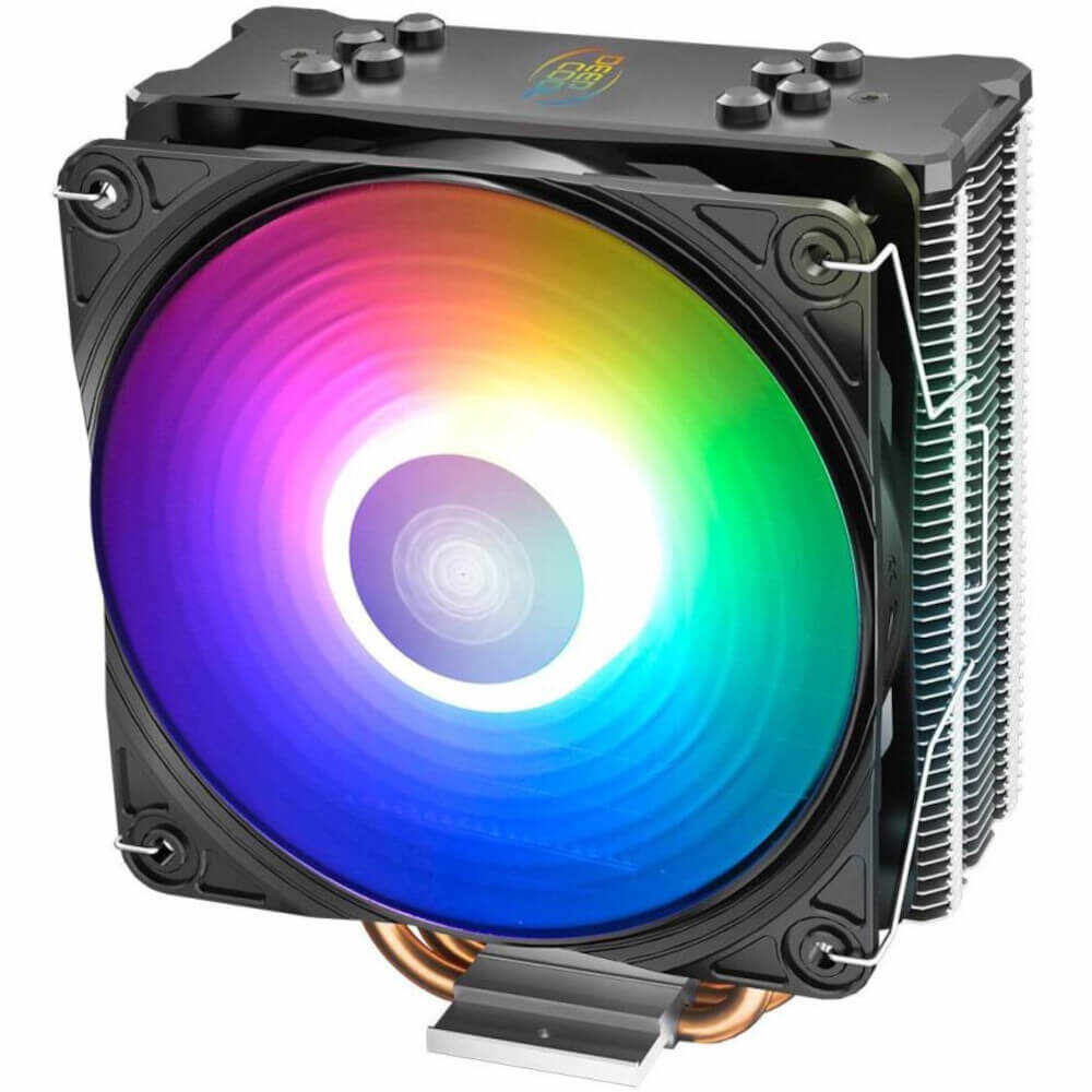 Cooler procesor Deepcool Gammaxx GT, 120mm, 4 heatpipe-uri, Flux aer 64.5 CFM, 4 pin, Iluminare aRGB, Compatibil Intel/AMD, Negru