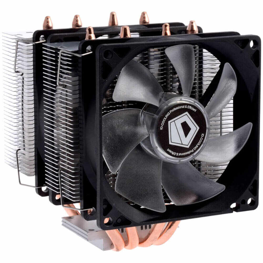Cooler procesor ID-Cooling SE-904TWIN, 2 ventilatoare 92 mm , 4 heatpipe-uri 6mm, Iluminare albastra, Compatibil Intel / AMD, Negru