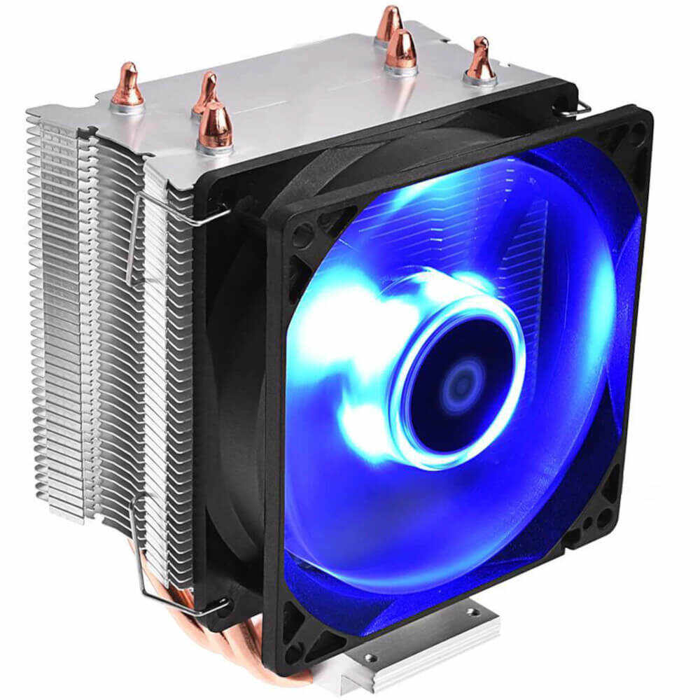 Cooler procesor ID-Cooling SE-913-B, Iluminare albastra, 3 heatpipe-uri 6mm, Compatibil AMD/Intel, Negru/Albastru