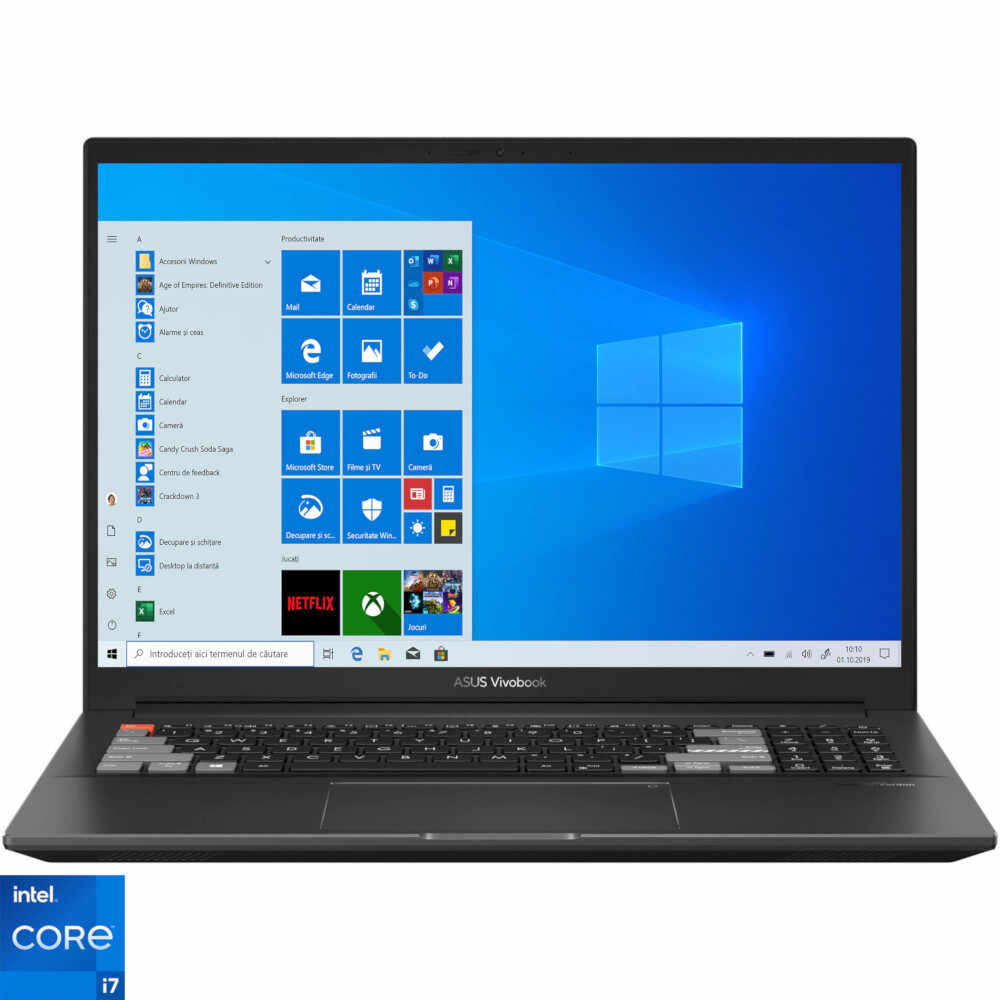 Laptop ASUS Vivobook Pro N7600PC, 16 inch, OLED, 4K, Intel Core i7-11370H, 16GB, 1TB SSD, NVIDIA GeForce RTX 3050, Windows 10 Pro, Comet Grey